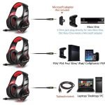 ⁦Onikuma K1-B Red LED Gaming Headset for PC / PS4 / Xbox - Black/Red⁩ - الصورة ⁦5⁩