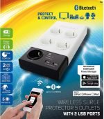 Energizer HighTech Bluetooth Surge Protector 5 Outlets FR - 2 USB Ports 2.1A for Android & iPhone