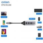 Onten USB-C To 4x USB 3.0 hub Docking Station for Macbook Pro (OTN-95118U) - الصورة 4