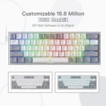 REDRAGON K616 FIZZ PRO 60% RGB Wireless / Bluetooth / Wired Gaming Mechanical Keyboard – Red Switch | White / Grey - Image 4