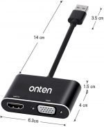 ⁦ONTEN USB 3.0 HDMI / VGA Adapter - 2K | OTN-5201B⁩ - الصورة ⁦5⁩