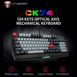 MOTOSPEED CK74 Gaming Keyboard Monochrome - Optical Axis Mechanical Switch  | Black - Image 2