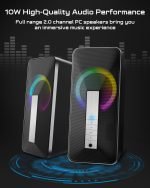 ELEGIANT SR300 RGB Desktop Bluetooth / Wired Speakers –  (10W) / 2.0 Channel Stereo | Black - Image 3