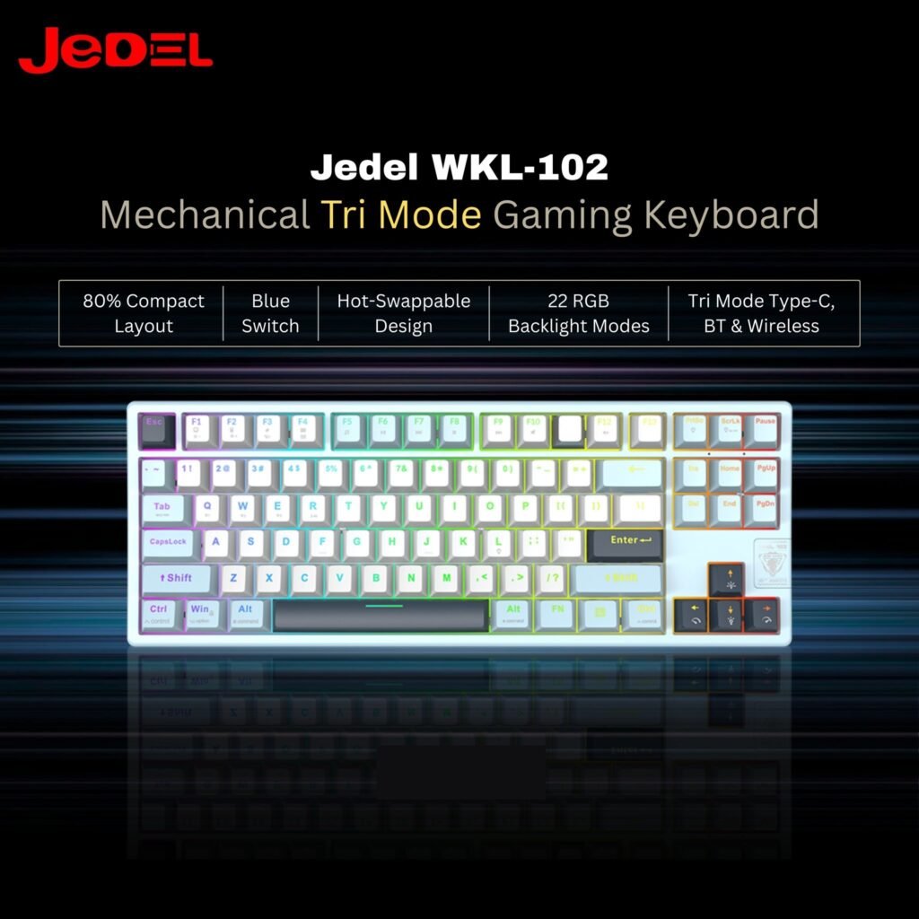 JeDEL WKL102 Wireless Gaming Mechanical Keyboard