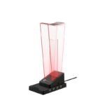 R8 HT02 Luminous Headset Stand with Phone Holder - 4 USB Ports | Black