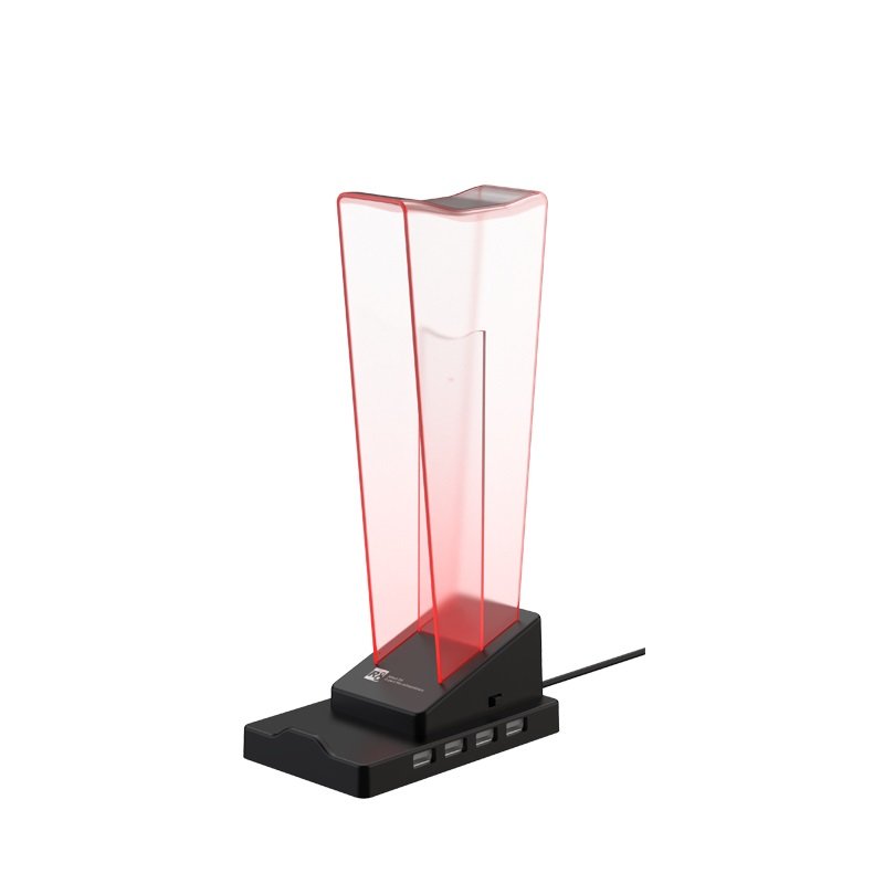 R8 HT02 Headset Stand R8 HT02 Luminous Headset Stand with Phone Holder - 4 USB Ports | Black - Image 1