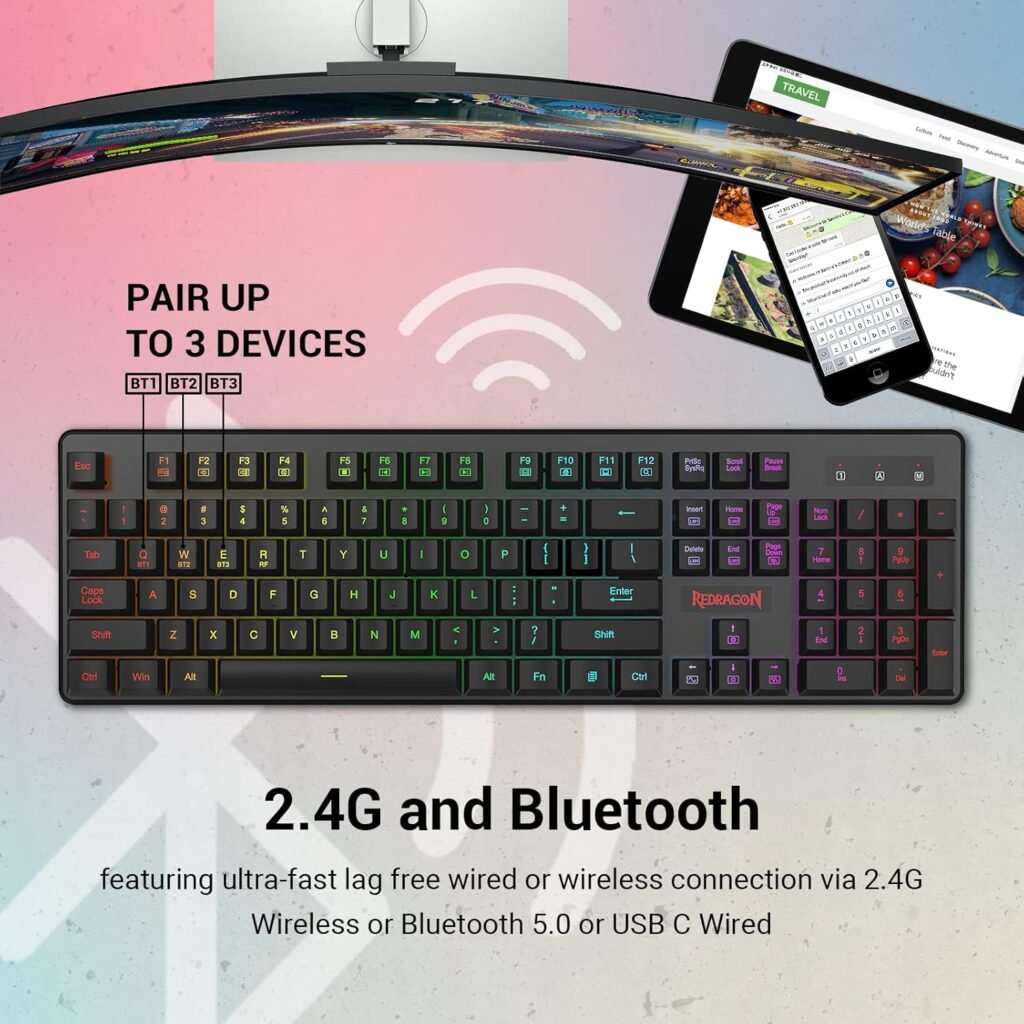 Redragon K509 PRO Wireless Bluetooth Keyboard