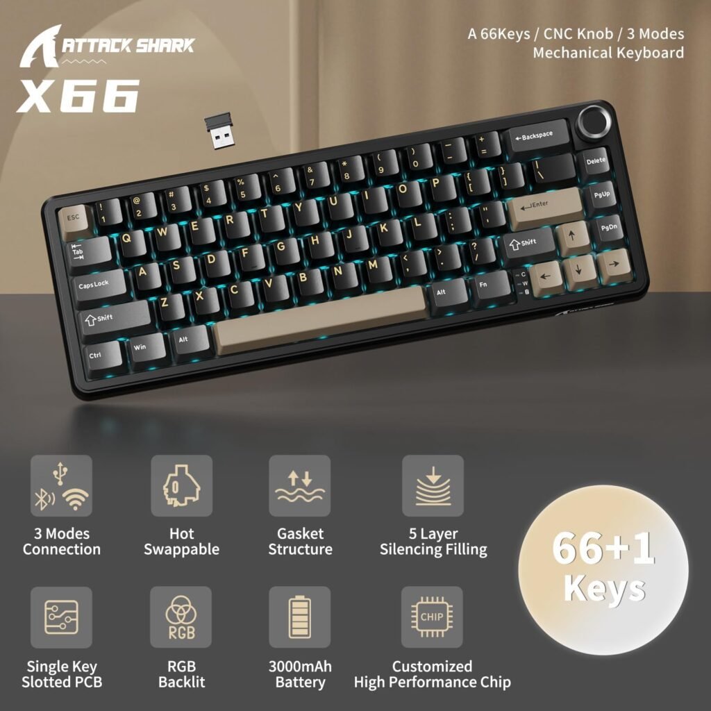 ATTACK SHARK X66 Wireless 60% Gaming Keyboard