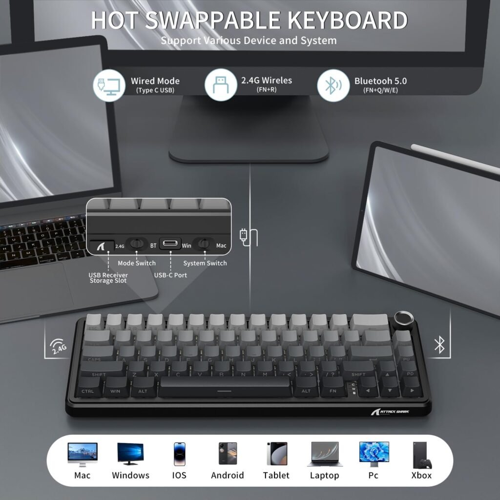 ATTACK SHARK X66 Wireless 60% Gaming Keyboard