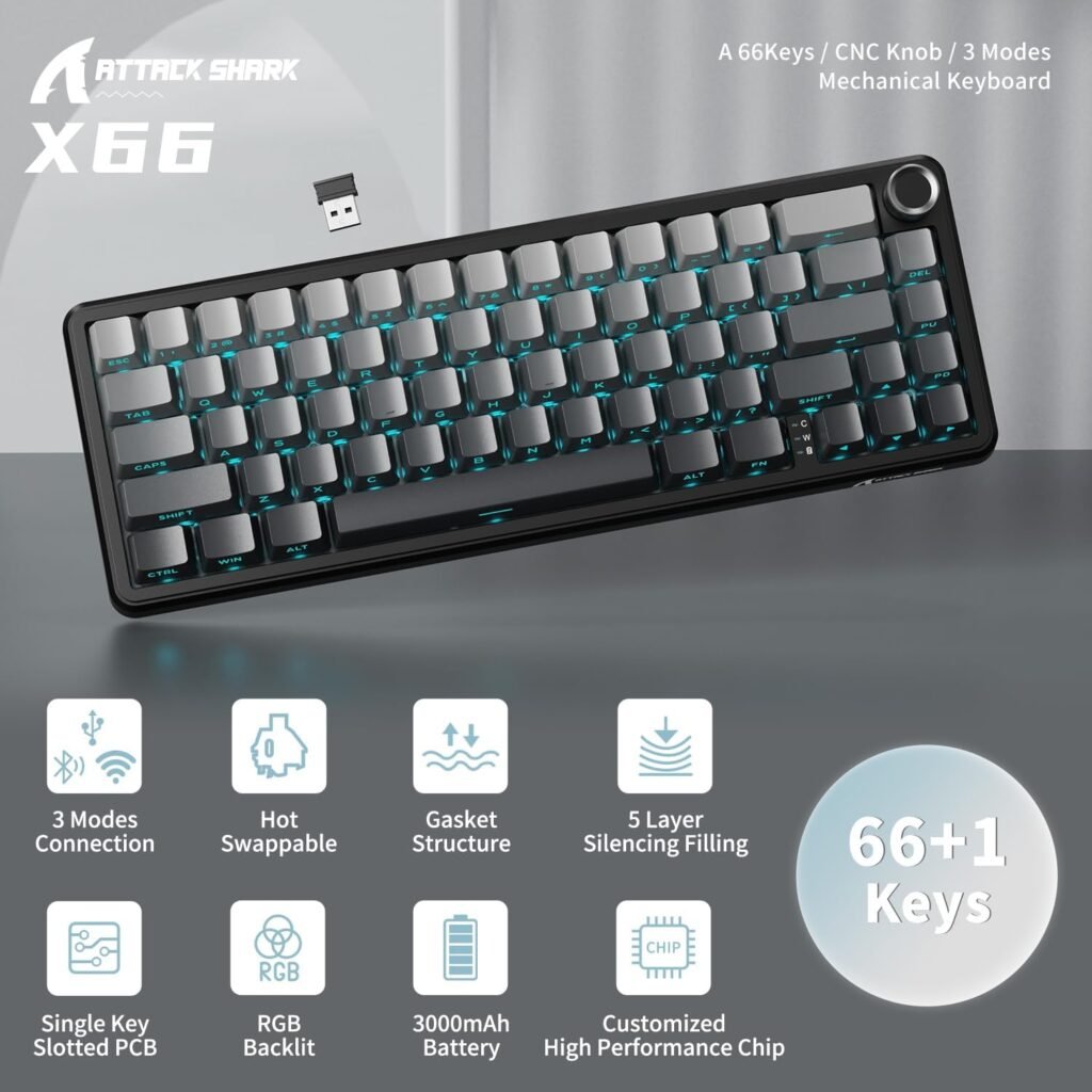 ATTACK SHARK X66 Wireless 60% Gaming Keyboard