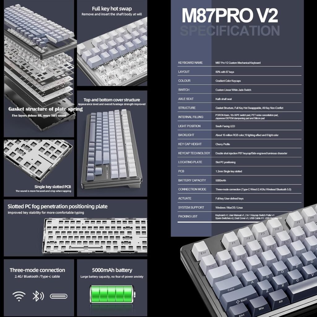 ATTACK SHARK M87 PROV2 Wireless Gaming Keyboard AR